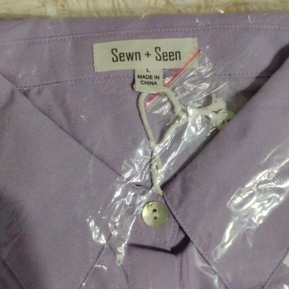 Sewn + Seen Lilac Long Sleeve Button Down Blouse NWT Size L - Picture 3 of 8